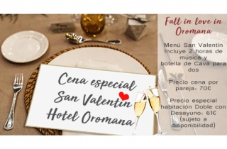 El mejor San Valentín en el Hotel Oromana con un menú especial para esta celebración
