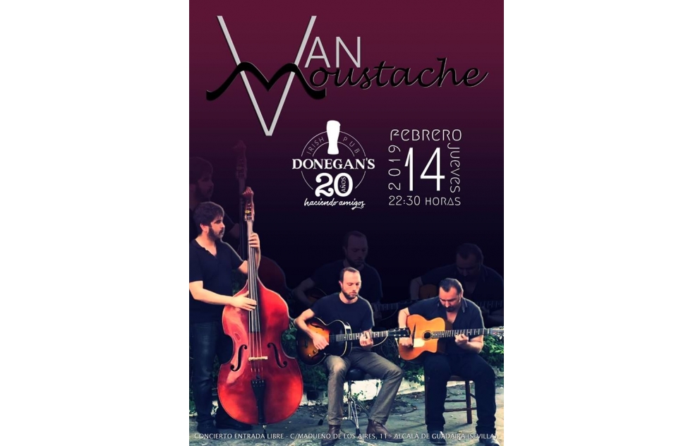 Van Moustache en concierto este jueves 14 en Donegans